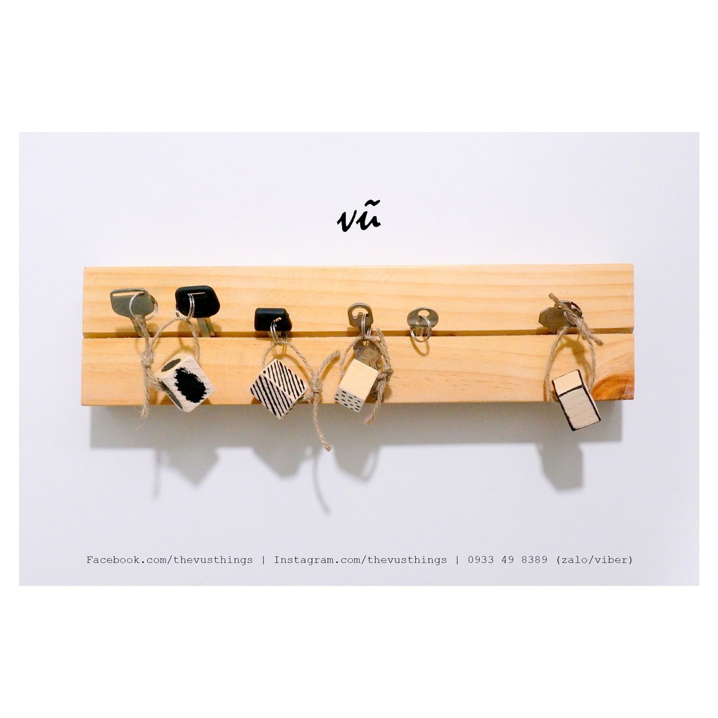 [ Nhà Vũ ] Khối gỗ treo chìa khóa WOOD KEYS HOLDER 01
