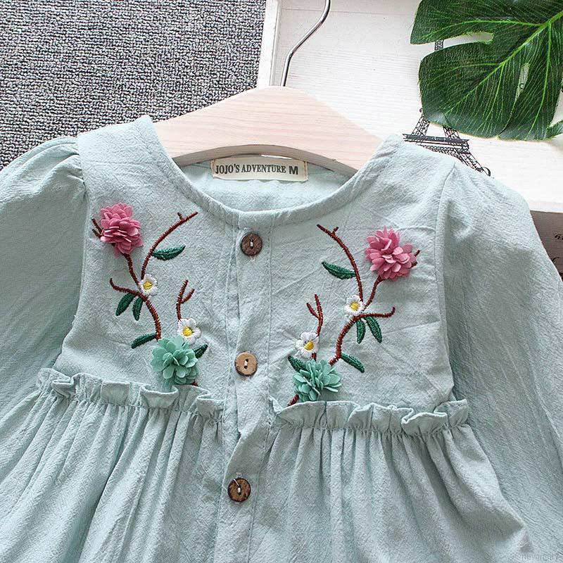 Đầm tay dài in họa tiết hoa dễ thương cho bé gái