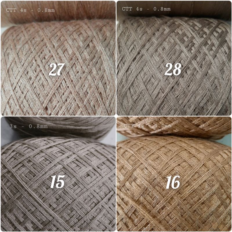 (1-12) Sợi Cotton Thái 100% loại chập, 0.8mm, nhẹ, bóng, mịn