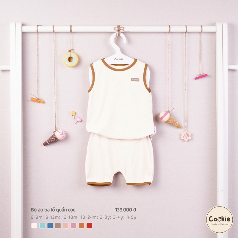 COOKIE Bộ Ba Lỗ Chất Tăm Thoáng Mát Cho Bé Trai Và Gái