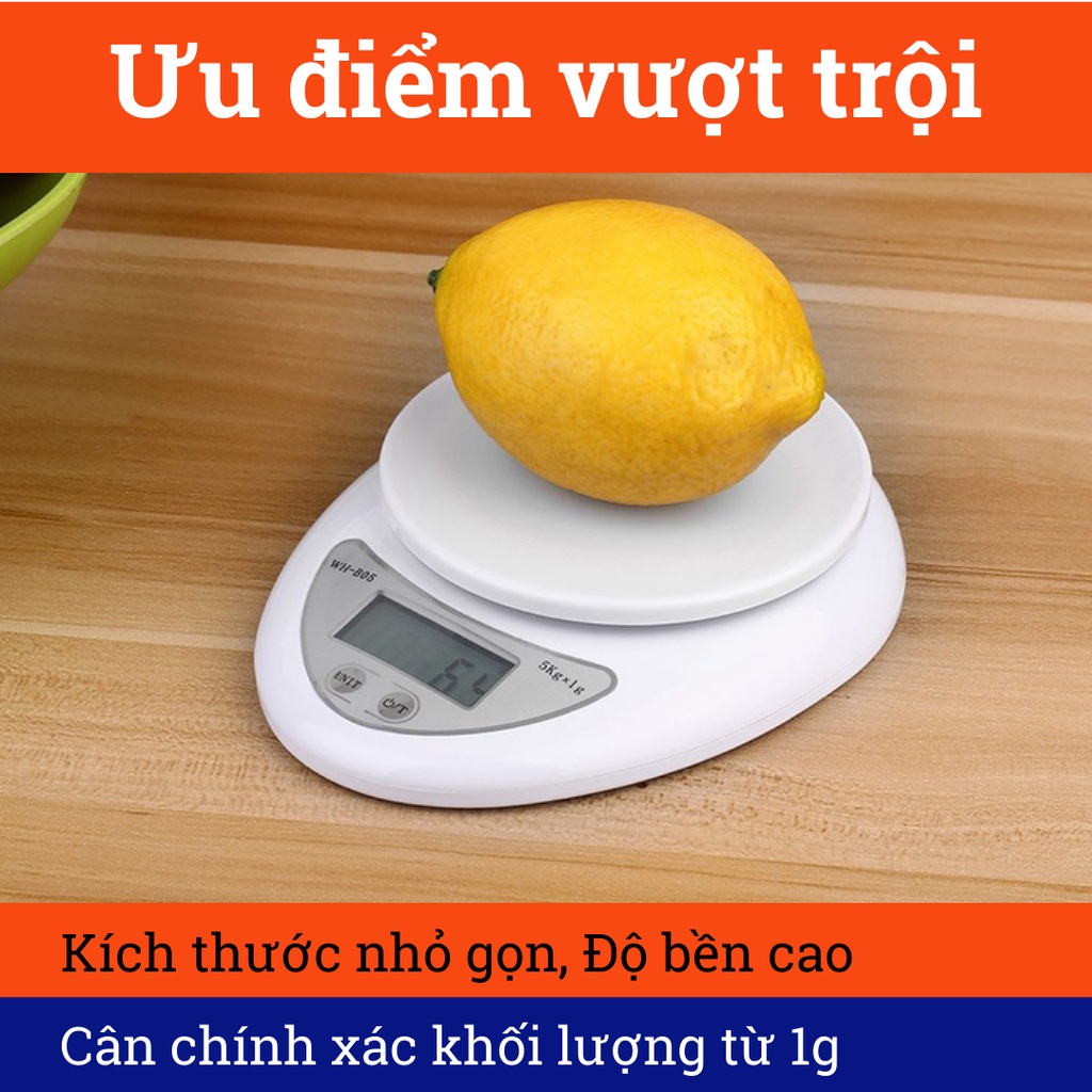 Cân Tiểu Ly Điện Tử Nhà Bếp Mini Định Lượng 1g - 5Kg Làm Bánh Độ Chính Xác Cao Tặng Kèm 2 Pin