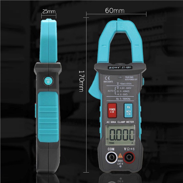 Đồng Hồ Vạn Năng Ampe Kìm Zotek Zoyi Zt-Qb1 Clamp Multimeter Đo Ac/Dc Ncv Ohm 600A