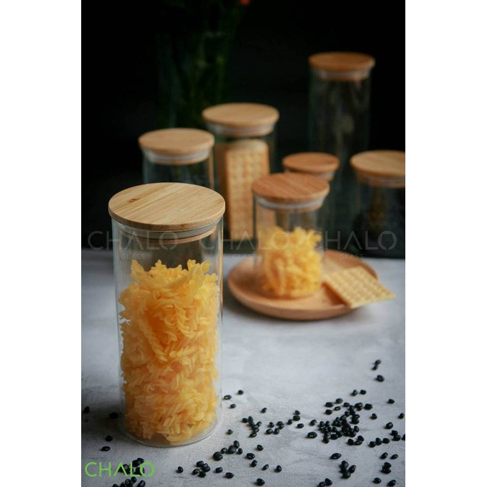 Combo 2 Lọ thủy tinh borosilicate nắp gỗ 1000 ML | BigBuy360 - bigbuy360.vn
