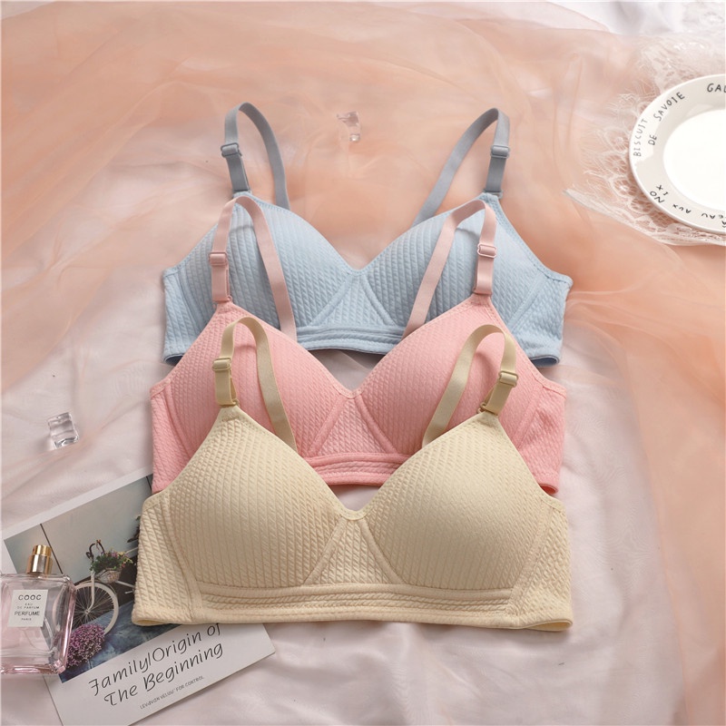 Áo lót vải cotton Không Gọng Kẻ Sọc Thời Trang Size 32-38AB