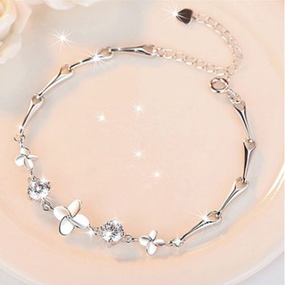 Lắc Tay Nữ Cỏ 4 Lá May Mắn 2 Màu Trắng - Tím Dễ Thương
