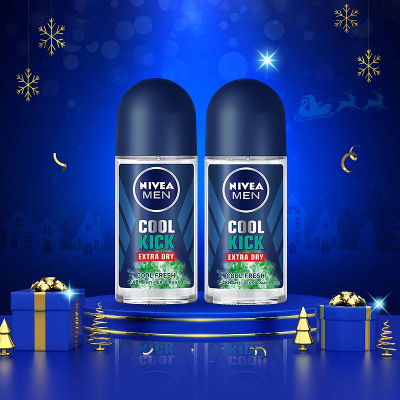 Combo 2 lăn ngăn mùi NIVEA MEN Cool Kick Mát Lạnh Thơm sảng khoái (50ml/chai) 83188