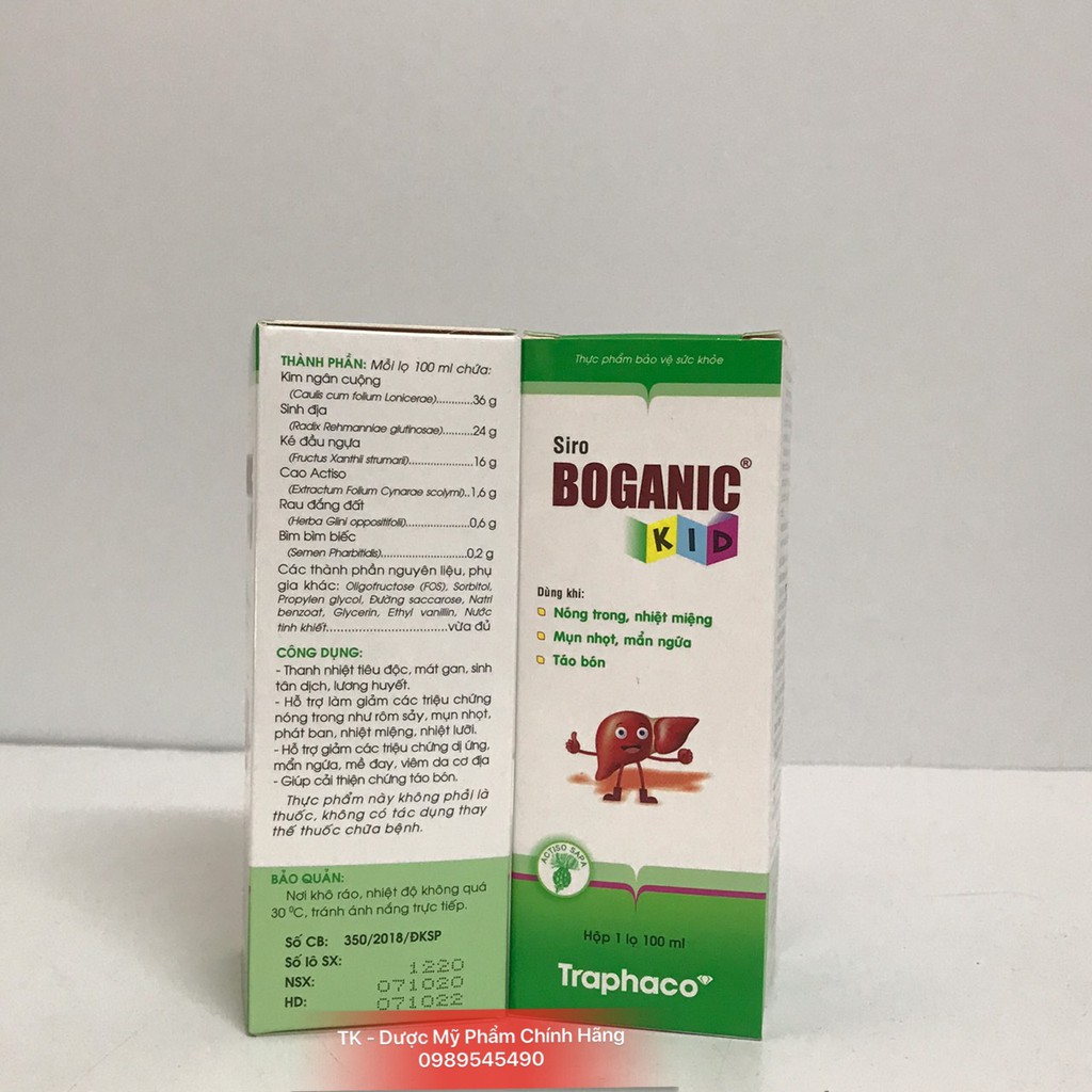 Siro Boganic Kid Hỗ Trợ Trẻ Khỏi Nóng Trong, Nhiệt Miệng, Táo Bón, Mụn Nhọt, Mẩn Ngứa - 100ml