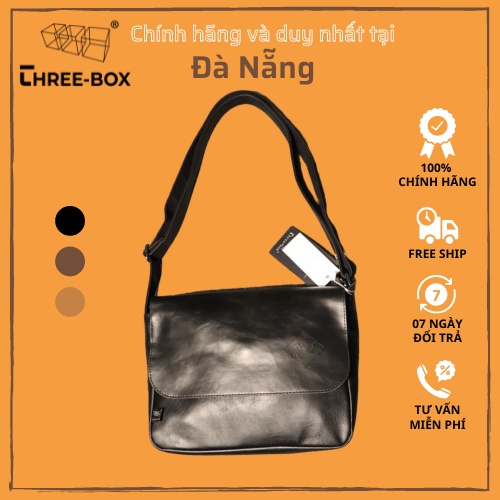 Three Box Túi cặp đeo chéo da nam nữ size A4 cao cấp thời trang chính hãng