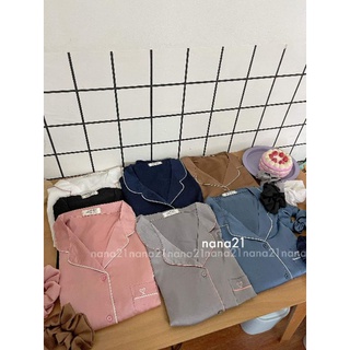 Set pijama lụa thêu tim
