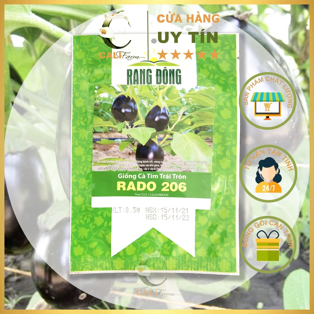 Hạt giống Cà Tím Trái Tròn Rado 206 (0.5gr)