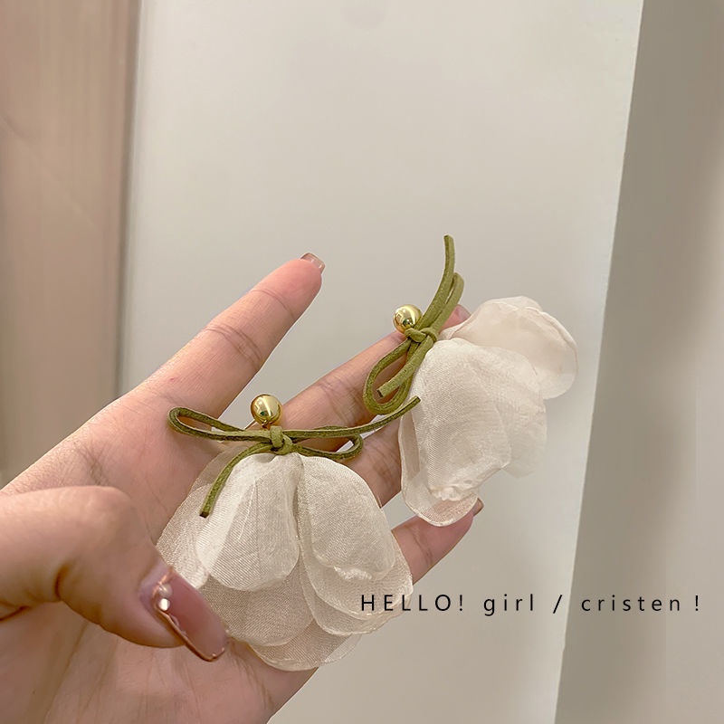 Khuyên Tai Hoa Vải Chiffon Phong Cách Mới Cho Nữ