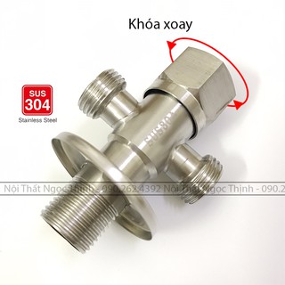 Mua  VAN CÓ ĐẦU KHÓA 2 NHÁNH  Van T khóa nước bồn cầu 2 nhánh inox 304