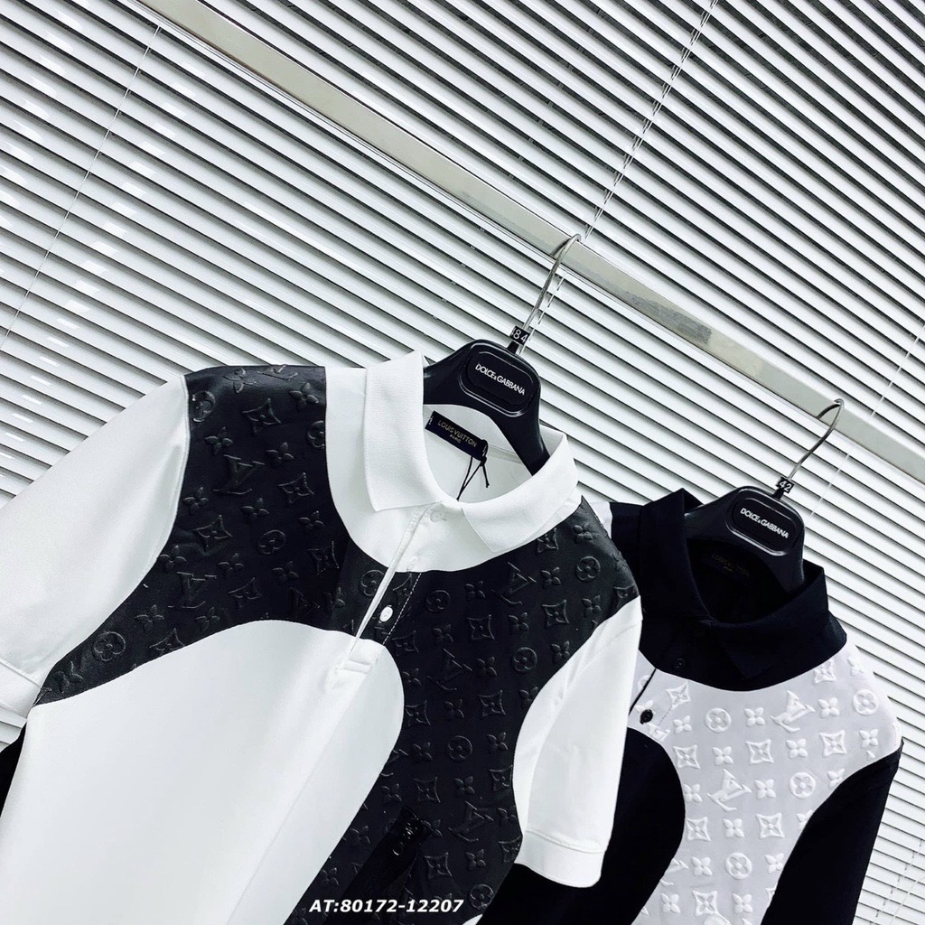 Áo Polo Phông Lv , Hoạ Tiết In Vân Nổi , Chất Liệu Cotton Mát Co Giãn 4 chiều , Mẫu Mới 2022