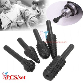 Bộ 5 đầu mũi phay, mài khắc gỗ đa năng chất liệu thép carbon cao cấp