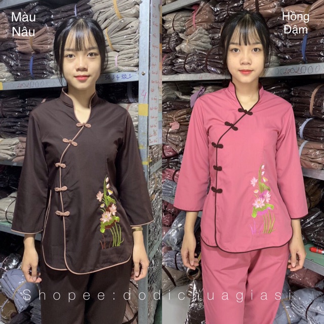 Đồ Lam Đi Chùa# Tàu Xéo Hoa Thêu Vạc Áo # Quần Áo # Đồ Bộ Nữ