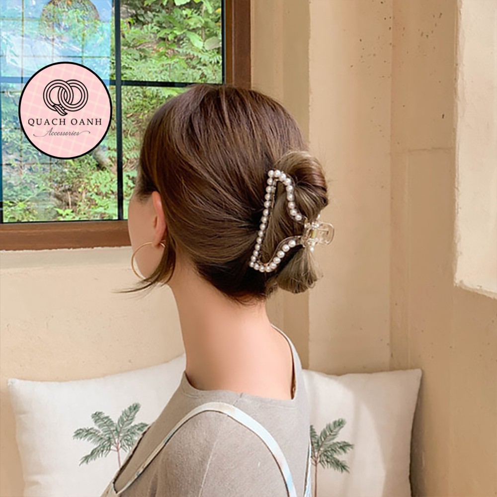 Kẹp tóc viền đính hạt trai nhân tạo xinh xắn cho bạn gái - KEP47