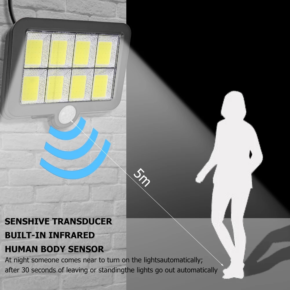 Led Tách ngoài trời Đèn đường năng lượng mặt trời PIR Phát hiện chuyển động Cảm ứng sân vườn Ánh sáng sân thượng không thấm nước Chiếu sáng đường phố để trang trí sân vườn Đèn tường năng lượng mặt trời