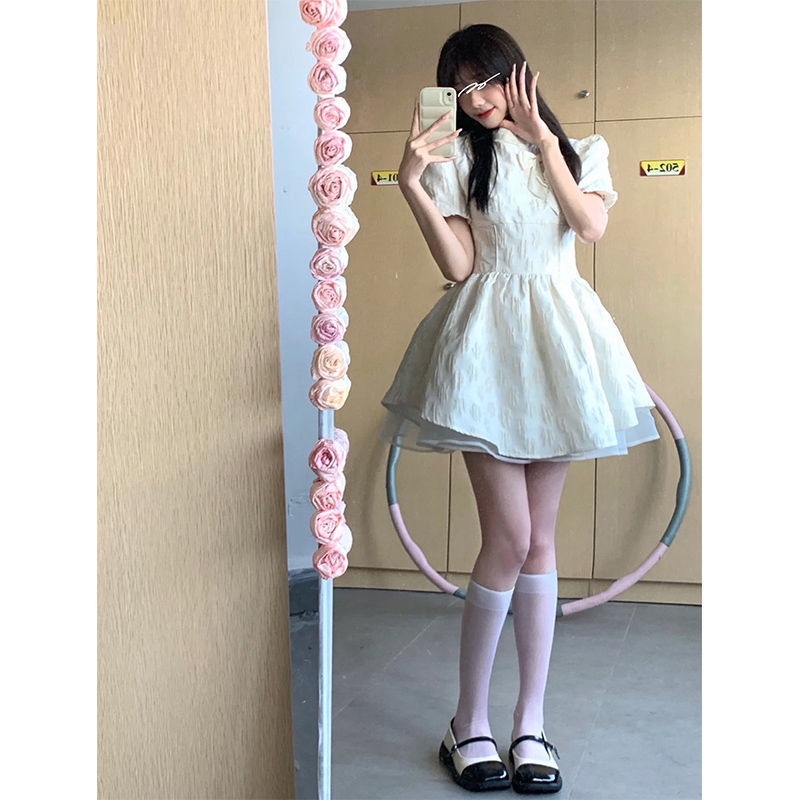 AMOI Đầm Công Chúa Eo Cao Màu Trắng Phong Cách Trung Hoa Mới 2022