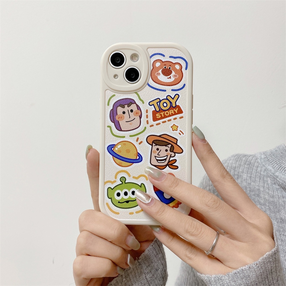 Ốp Điện Thoại TPU Mềm Phối Da Mặt Nhám In Hoạt Hình Toy Story Cho Iphone 11 7Plus 13 12 11 Pro Max X XS 12 13 XR