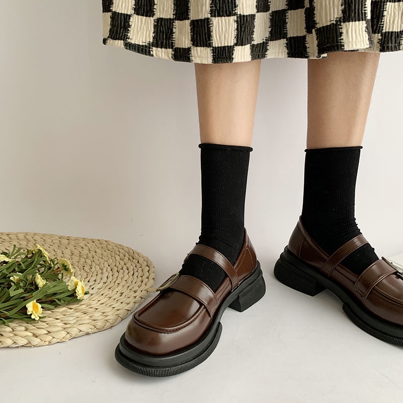 Giày Da Phong Cách Retro Nhật Bản Xinh Xắn Cho Nữ