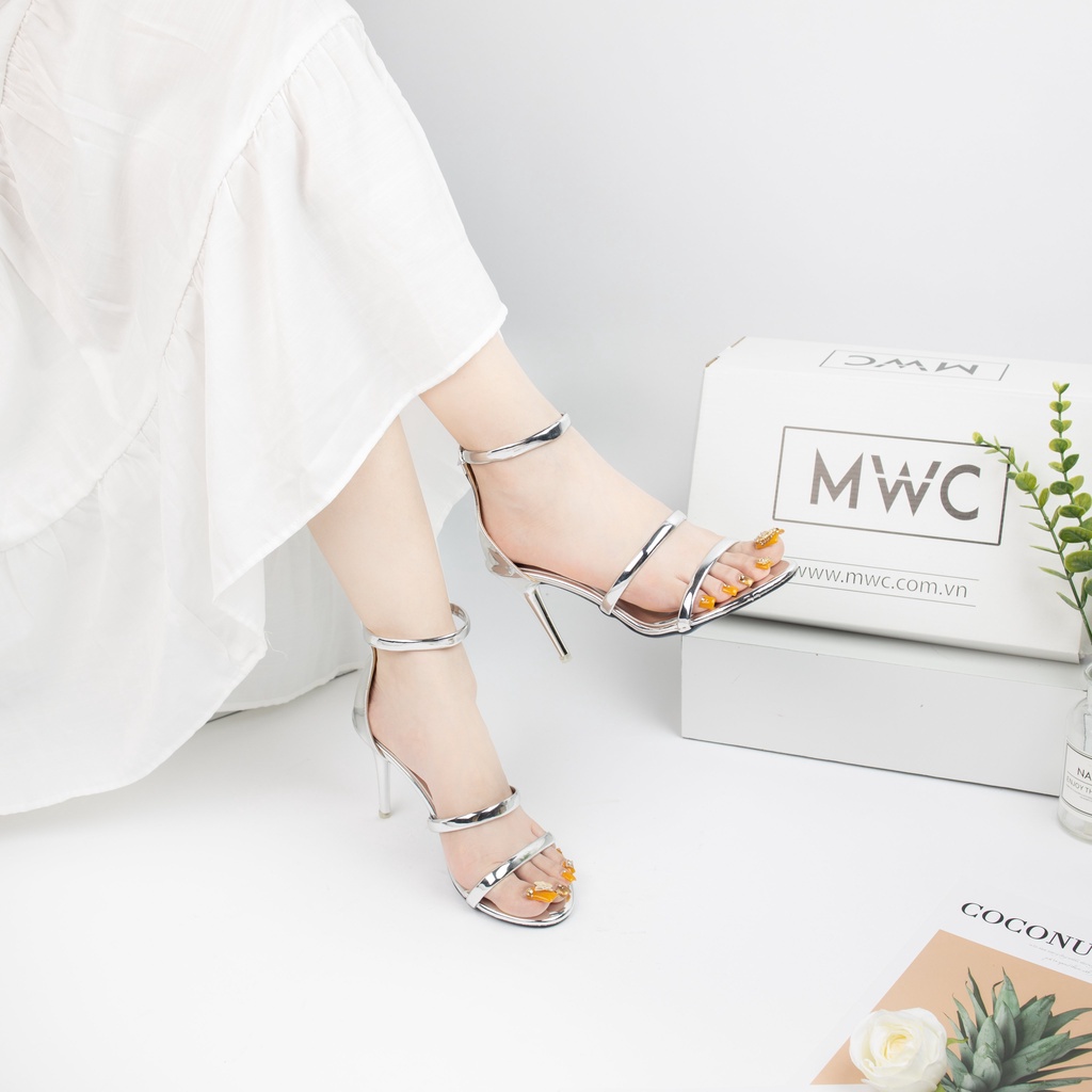 Giày Cao Gót thời trang MWC giày sandal cao gót da bóng 2 quai mảnh siêu xinh NUCG- 3713