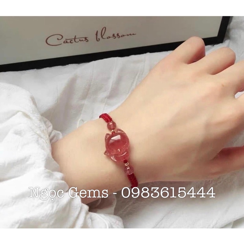 Vòng tay dâu hồng Hồ_Ly NgọcGems