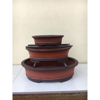 Chậu bonsai Oval đất nung gốm Bát tràng 1 size BM-71 -hm