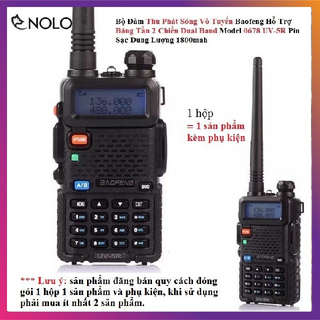 Bộ Đàm Baofeng 0678 UV-5R Có Lcd 2 Băng Tần VHF và UHF Cao Cấp Cực Chất Khoảng Cách 3-5km