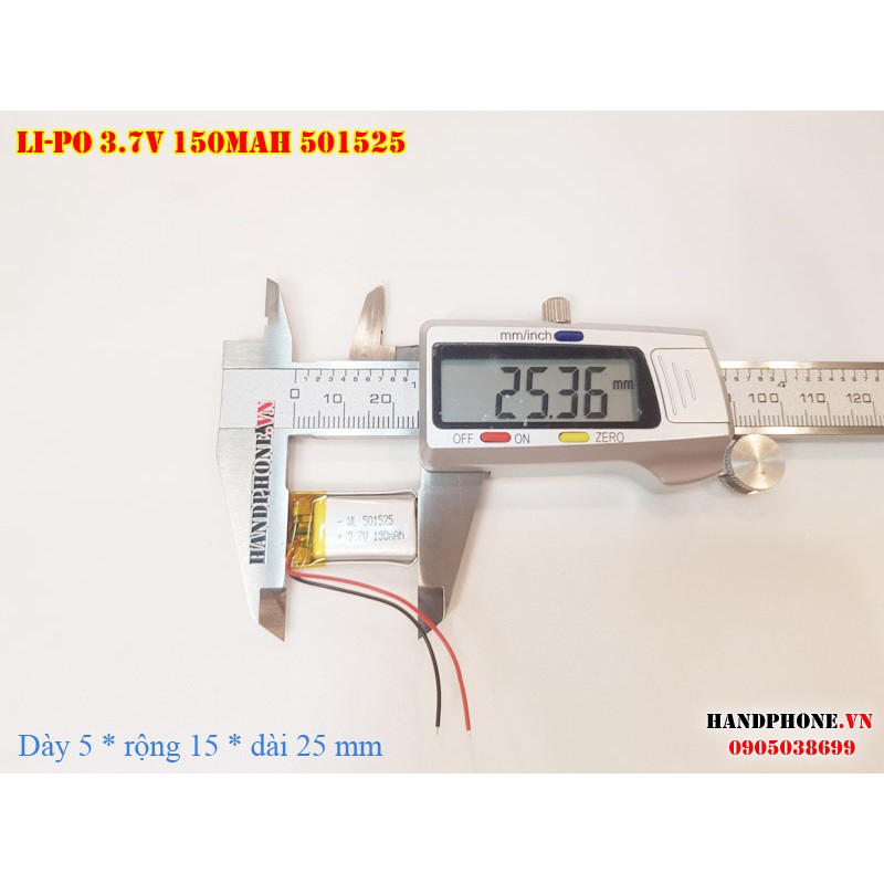 Pin Li-Po 3.7V 150mA 501525 (Lithium Polyme) cho tai nghe bluetooth, máy nội soi, cân điện tử, camera
