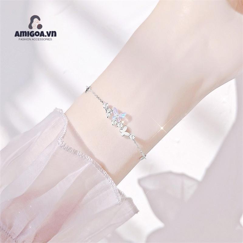 ✨✨Vòng tay mặt hình bươm bướm/ mặt trăng đính đá lấp lánh phong cách Hàn Quốc dành cho nữ