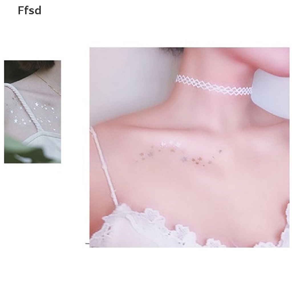{Ffsd} Hình Xăm Dán Tạm Thời Hình Ngôi Sao Vàng Bạc Quyến Rũ Nghệ Thuật Cho Nữ