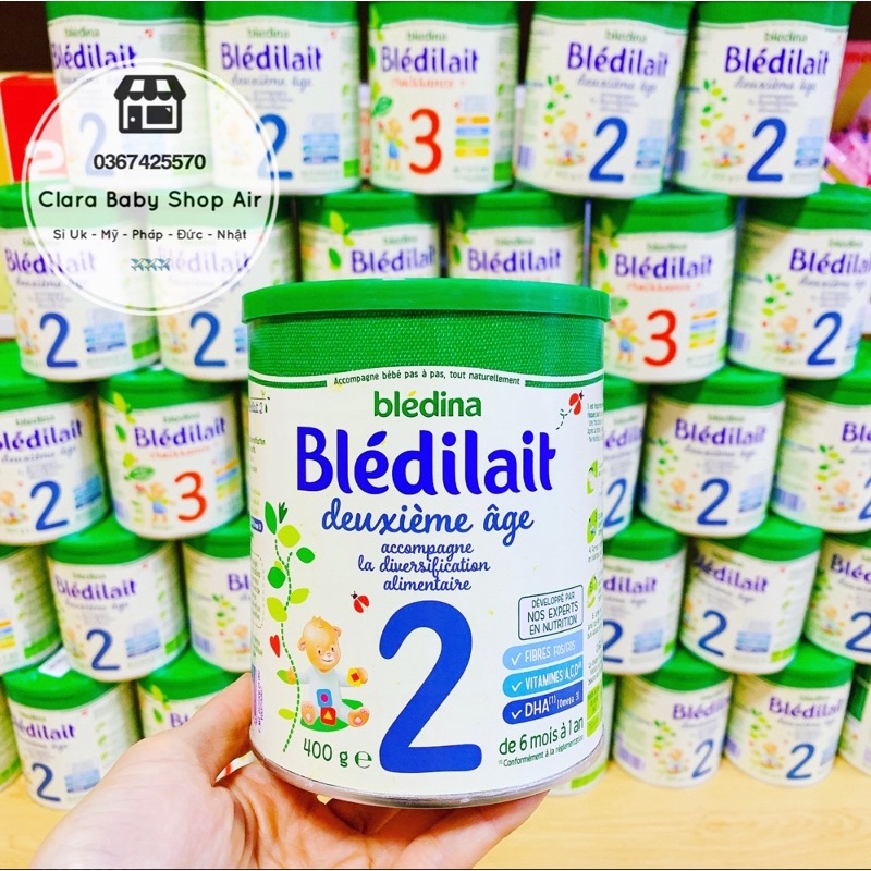 ( Air ✈ )Sữa bột Bledilait Bledina Pháp số 1 2 3 hộp 400g date 2023