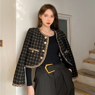 [HÀNG CÓ SẴN] Áo khoác dạ tweed ô xanh cổ vịt sang chảnh ulzzang style 2020 - u.w