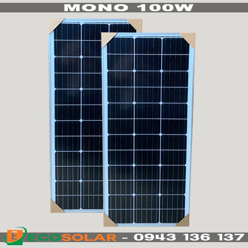 Pin năng lượng mặt trời mono 100w - combo 2 tấm+1 cặp jack mc4+đks 30a lcd