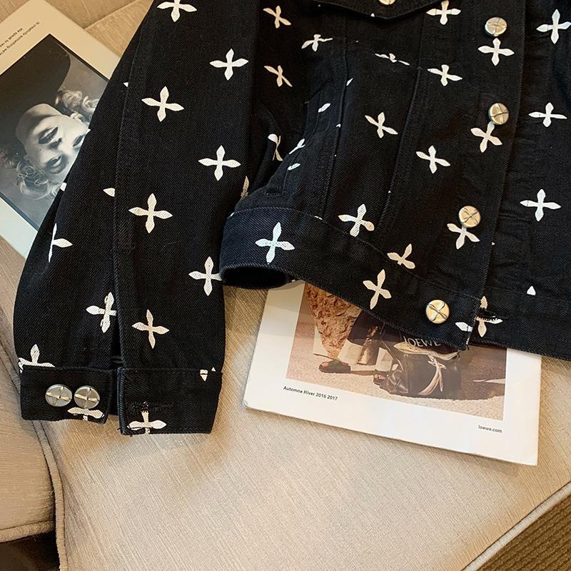 Áo Khoác denim Dáng Rộng Thiết Kế Mới Thời Trang Mùa Xuân Theo Phong Cách Hồng Kông