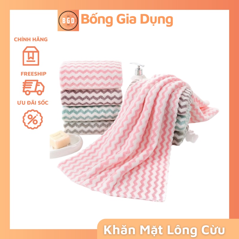 Combo Sét 10 Khăn Mặt Hàn Kẻ Lông Cừu, Mềm Mịn, Thấm Hút Tốt Kích Thước 30*50cm.