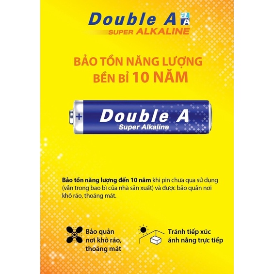 Pin Double A super Alkaline không chảy nước: vĩ 2 viên.