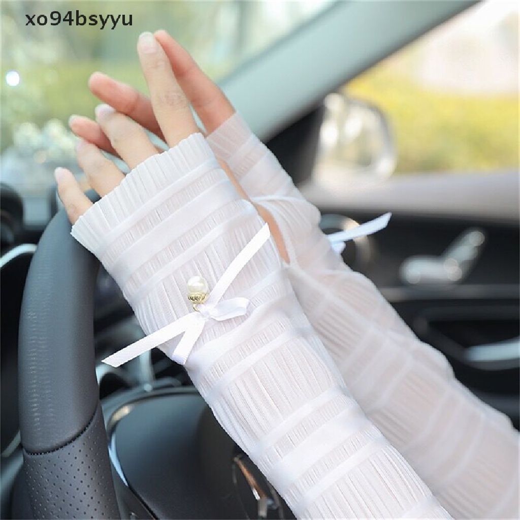 Găng Tay Chống Nắng Xo94Bsyu Bằng Lụa Phối Ren Thời Trang Mùa Hè