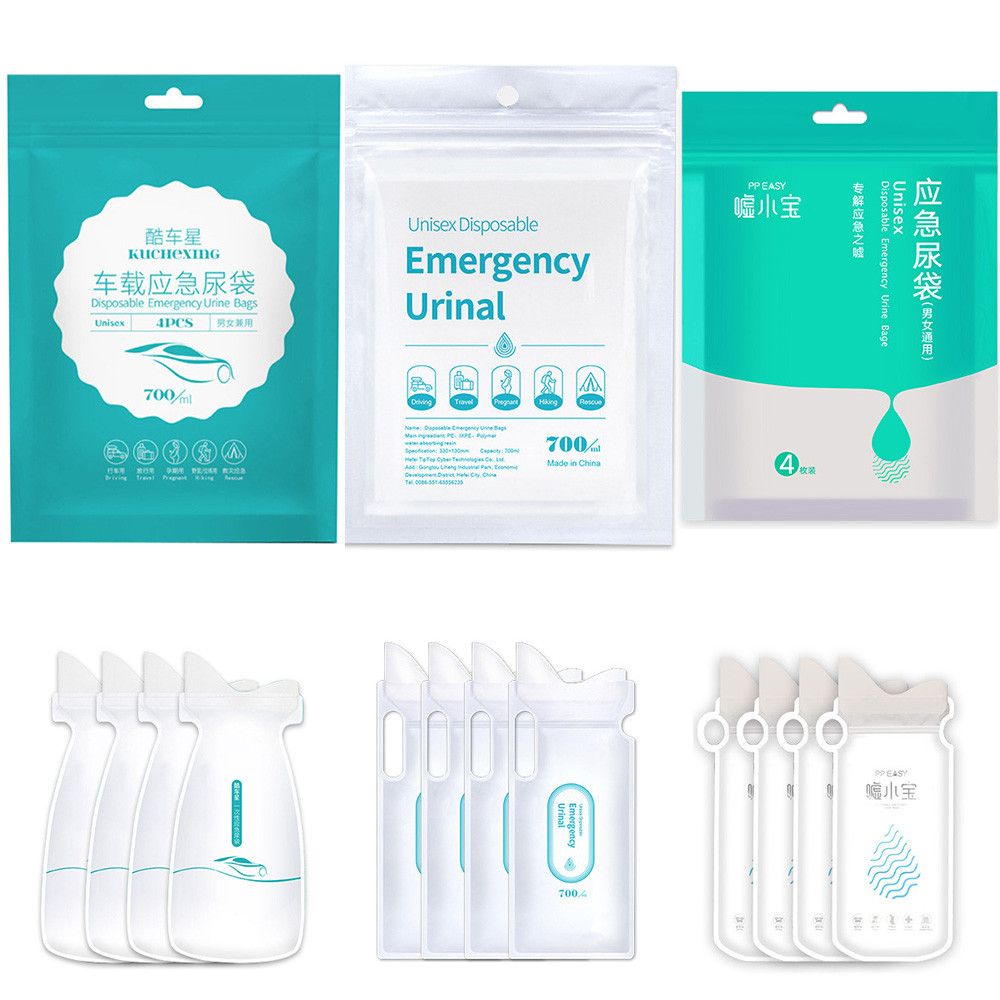 Set 4 bình đi vệ sinh khẩn cấp dung tích lớn 700ml 2022 Pee B ag cho nam và nữ