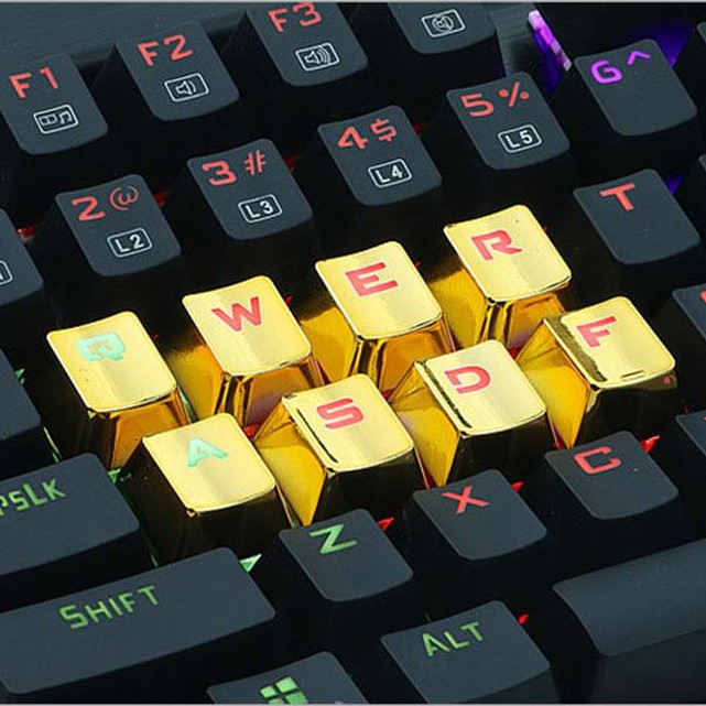 keycap xuyên led mạ vàng bạc 12 phím PBT tặng dụng cụ