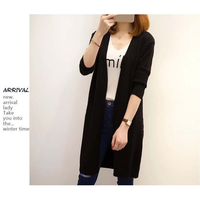 [MỚI VỀ] Áo Cardigan Dài Tay dáng dài mùa thu đông phong cách Hàn Quốc 2 màu đen và nâu vàng