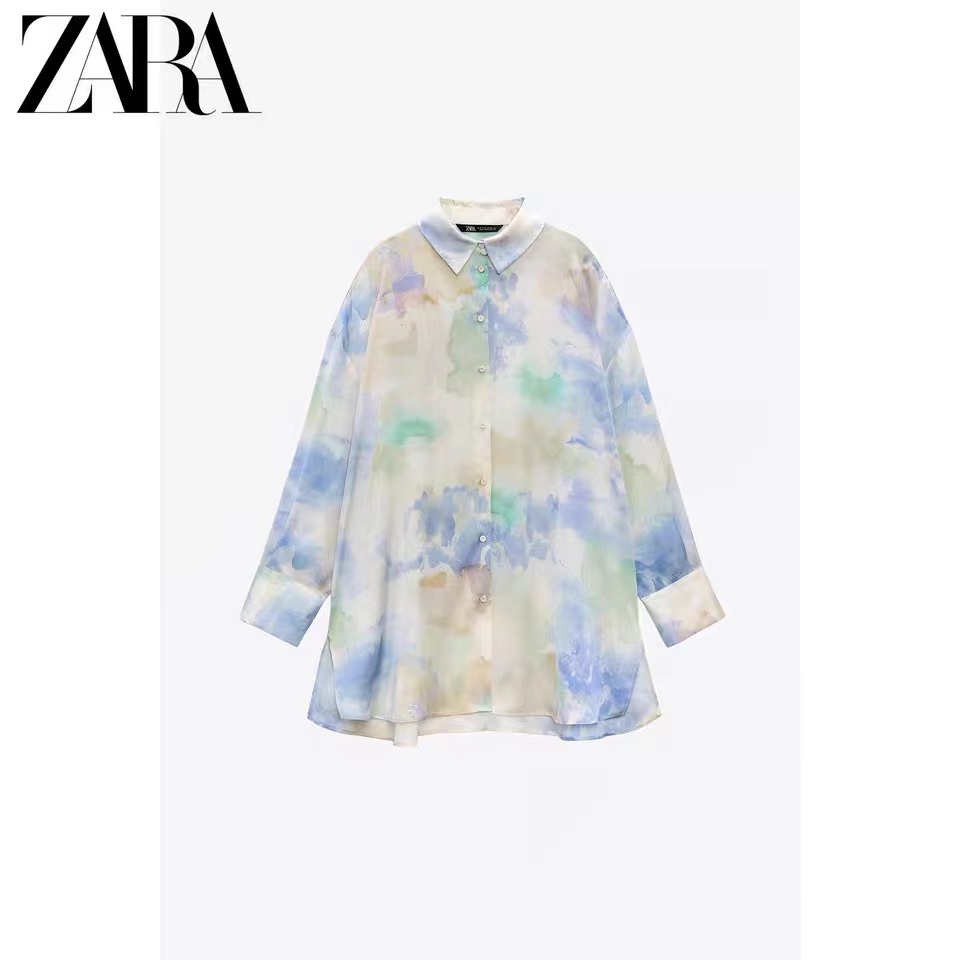 Zara Áo Sơ Mi Lụa satin Form Rộng Thời Trang Thanh Lịch Cho Nữ