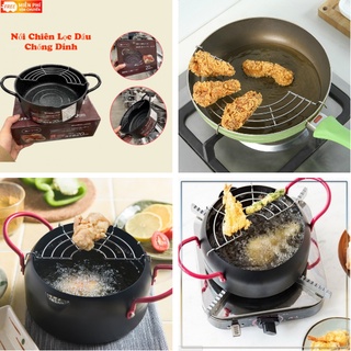 [FREESHIP] NỒI CHIÊN LỌC DẦU 18cm, CHỐNG DÍNH 20cm - VỈ CHIÊN RÁO DẦU 26cm