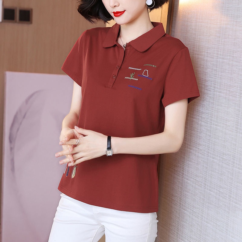 Áo polo Tay Ngắn Có Cổ Thời Trang Dành Cho Nữ Trung Niên