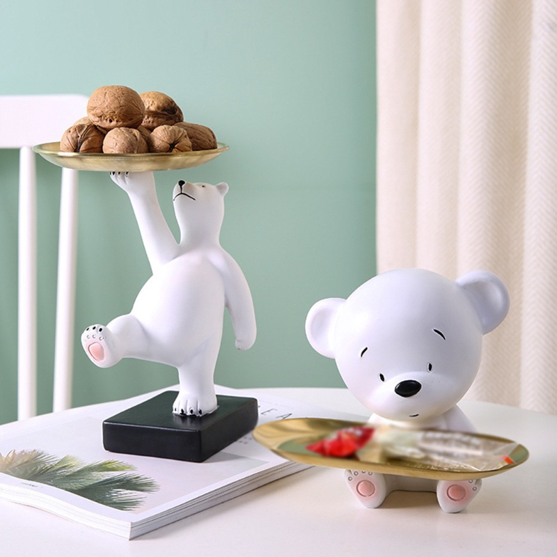 Khay Đựng Trái Cây / Trang Sức / Bánh Kẹo Hình Gấu Trắng Siêu Dễ Thương Phong Cách Bắc Âu
