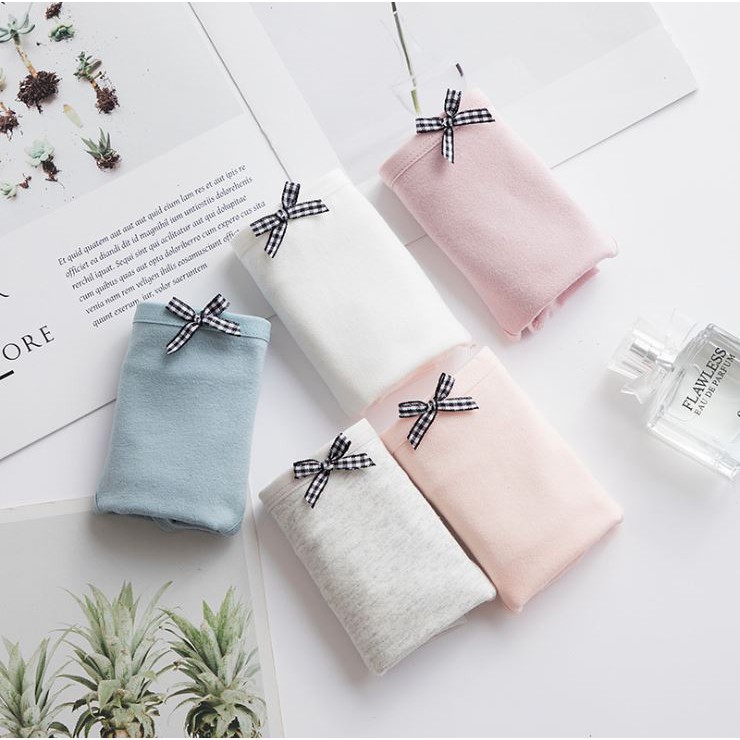 Quần lót cotton nơ caron trơn kháng khuẩn