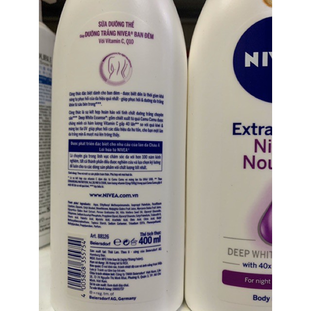 Sữa Dưỡng Thể Trắng Da Nivea Extra White Ban Đêm 400ml