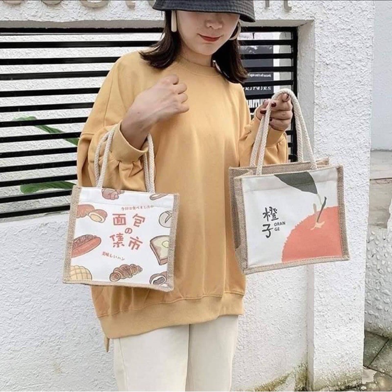 Túi cói mini đi biển hoạ tiết đáng yêu