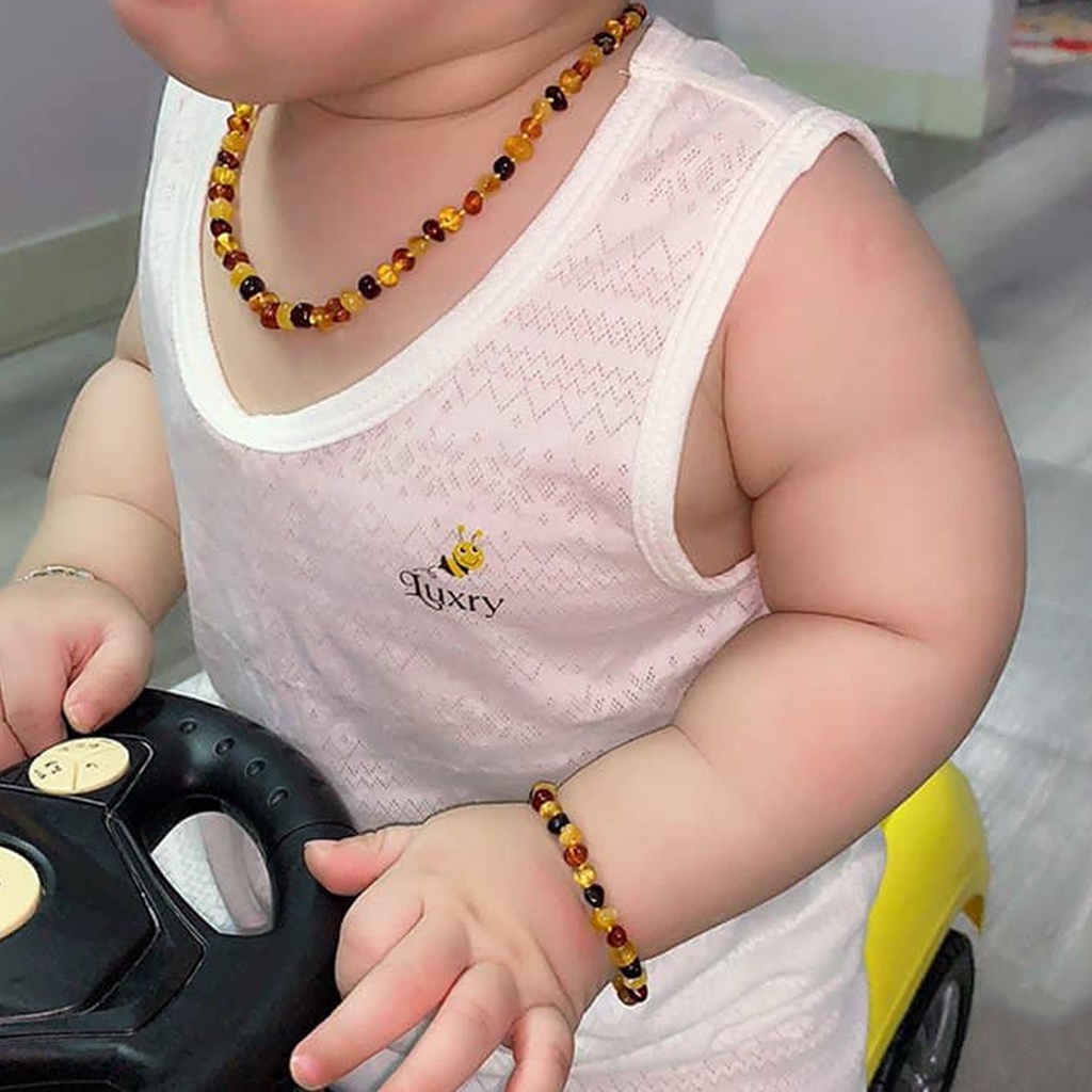 Vòng cổ hổ phách Amber tự nhiên cho bé PANSY - Dây chuyền trẻ em bằng hổ phách thật an toàn