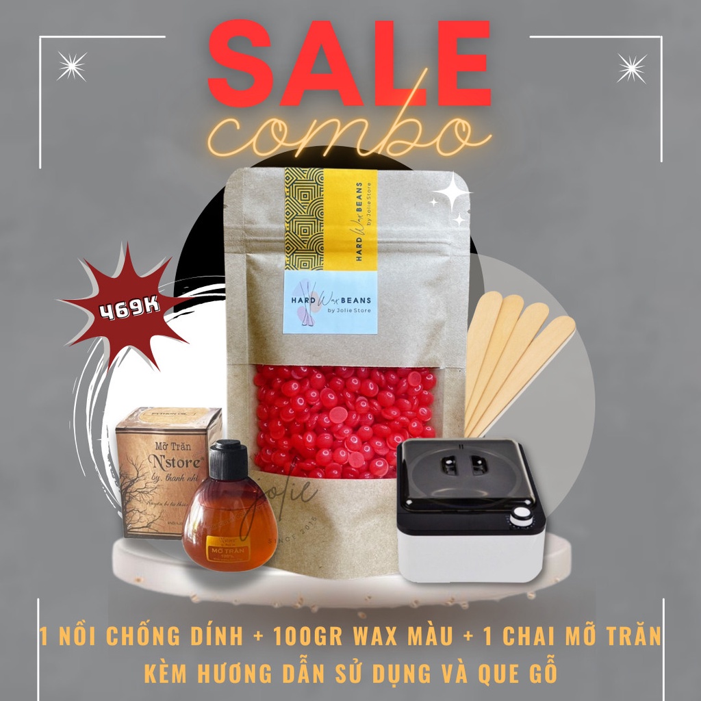 Combo triệt lông sáp wax nóng wax lông, nồi nấu sáp pro wax 100 tặng kèm mỡ trăn nguyên chất